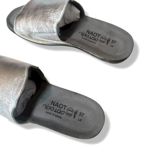 NAOT Skyler Leather Supportive Slide Sandal Silver Slip On Women’s EU 37 (US 6) - Picture 6 of 9